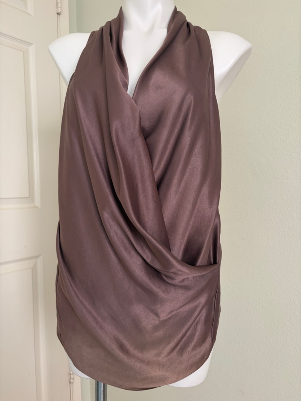 Helmut Lang Dark Nude Draped Halter